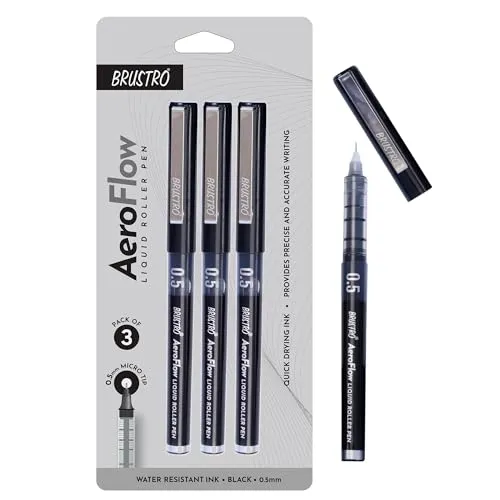 BRUSTRO AeroFlow Liquid Ink Rollerball Pens | Black