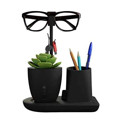 eo Pen Stand for Study Table with Self-Watering Plant Pot