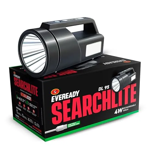 EVEREADY Rechargeable 4W Torch, Emergency Sidelight, Type-C